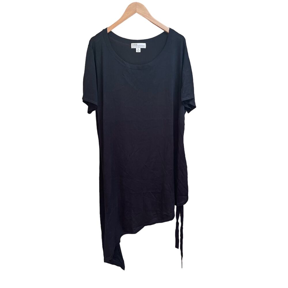David Meister Black Asymmetrical Tunic Knit Top Womens Plus Size 3X‎ NWOT
